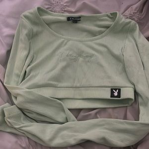 playboy crop long sleeve top
